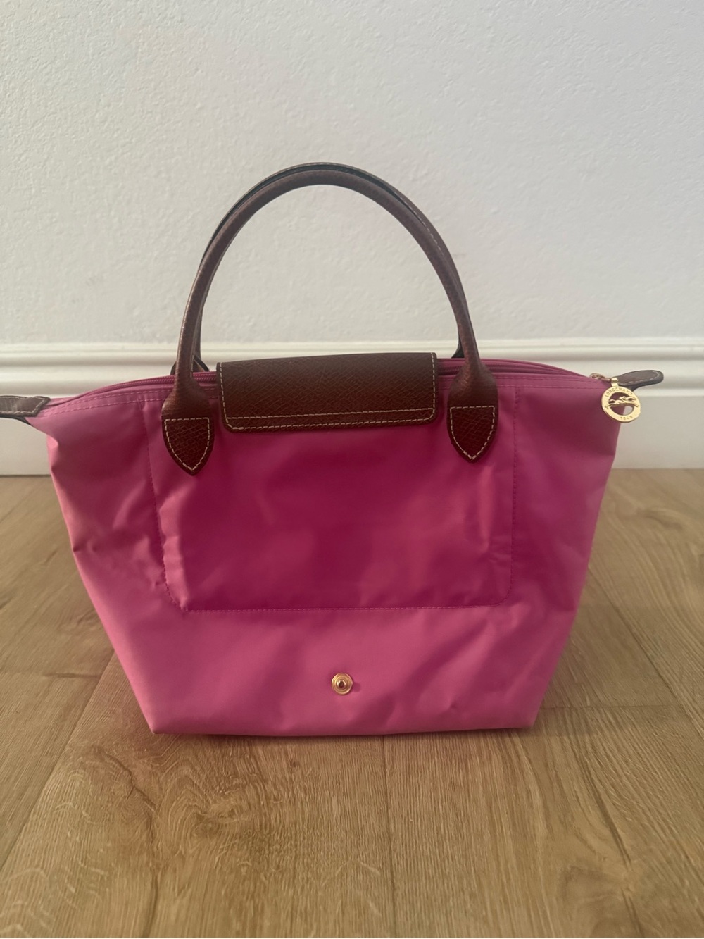 Longchamp LE PLIAGE ORIGINAL S HANDBAG Pink Canvas Snap Zip Tote Purse French - Picture 3 of 14